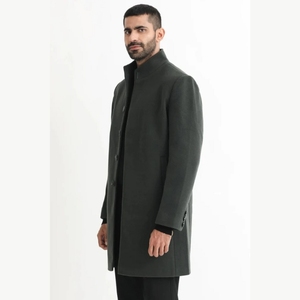 Gabardina Larga y Delgada de Lana Vintage para Hombre, Estilo Europeo Americano, Color Sólido, Informal - Product Image 3