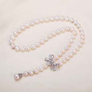 Collar de Perlas de Agua Dulce de 8mm de Zhuji para Mujer, Cierre de Mariposa, Ideal para el Día de la Madre - Product Image 2