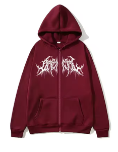 Sudadera Unisex con Capucha y Cierre, con Estampado de Logotipo Gótico Negro, Corte Regular, Estilo Casual, Tejido de Punto 100% Algodón, para Otoño - Product Image 5