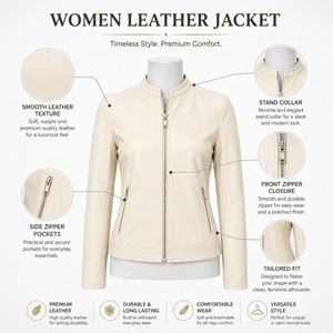 Trending Women Leather Jacket Winter <b>Heated</b> Breathable Windproof Soft Comfortable Material Modern Design Quality Stitching Fit - Product Image 6