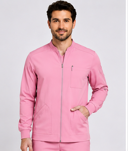 Blouse de travail médicale pour homme, entièrement zippée, manches longues, coupe flexible, tissu premium, pour médecins et infirmiers - Product Image 1