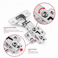 Charnière hydraulique à bras court 3D 4D en acier de 35 mm à fermeture douce pour porte en aluminium, design moderne, qualité hospitalière, usage chambre à coucher