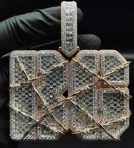 Custom Rose Gold Rhodium Plated <b>Iced</b> <b>Out</b> Letter Pendant Moissanite Bust Down Name Hip Hop Luxury Bling <b>Chain</b> luxira jewels - Product Image 1