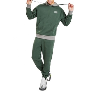Wholesale Men's Pullover Hoodie With Kangaroo Pockets & Trouser Pants Running Tracksuits Set - Product Image 1