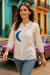 เสื้อเชิ้ตผู้หญิง Maaesa ผ้าฝ้าย 100% แขนยาว ปกติดกระดุม สวมใส่สบาย ซักได้ เหมาะสำหรับใส่ทำงาน ฤดูใบไม้ผลิ/ฤดูร้อน ทรงปกติ - Product Image 3