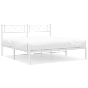 Cadre de lit en métal de taille king-size en acier thermolaqué blanc 59,1x78,7 pouces, améliorant le luxe et la durabilité - Product Image 2
