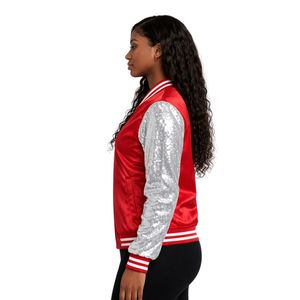 Giacca in Raso Rosso con Paillettes Delta Sigma Theta per Donne, Vestibilità Comoda, Tessuto Premium, Abbigliamento Casual per Confraternite Greche - Product Image 3