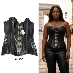 Corset en cuir noir à armatures en acier Fullbust - Product Image 5