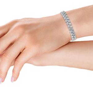 Magnifique bracelet tennis double rangée en or rose avec diamants de laboratoire taille poire de 22,87 carats au total - Product Image 3