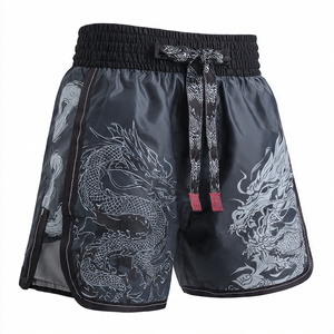 Pantalones Cortos de Muay Thai Lisos de Satén, Pantalones de Boxeo con Cintura Elástica, Sublimación, Pantalones Cortos de Muay Thai Personalizados para Hombre - Product Image 5
