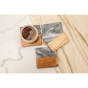 Premium Natural Wooden <b>Coaster</b> <b>Set</b> Heat Resistant Drink Mats for Home Office and Restaurant at Best Price - Product Image 1