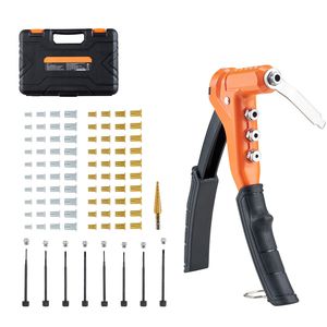 Kit di utensili Rivnut da 9 pollici per uso con una mano, con 8 mandrini e punta a gradini per 80 dadi (metrici e SAE) - Product Image 1