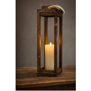 Faroles Rústicos de Madera de Teca Reciclada con Bandas de Hierro - Decorativos al por Mayor - Product Image 2