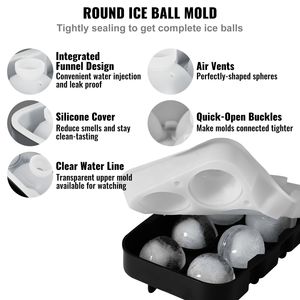 Set Combo 2-in-1 di 2 Grandi Stampi in Silicone per Sfere e Cubetti di Ghiaccio con Coperchio Riutilizzabile per Cucina o Bar - Product Image 4