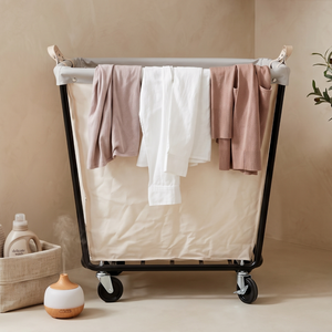 Canvas Laundry <b>Cart</b> With Wheels Large Capacity Minimalist Design Household Use - Product Image 2