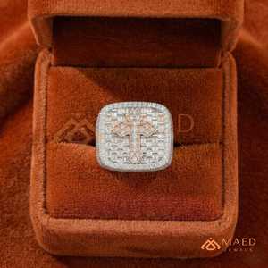 Rose Gold Cross Moissanite <b>Ring</b> <b>Men</b> Hip Hop Iced Out Luxury Faith Statement Jewelry Fashion <b>Ring</b> Design - Product Image 3