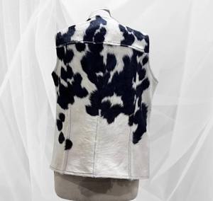 Gilet de motard en cuir de vachette premium pour femme, fermeture éclair sur le devant, vêtement d'extérieur décontracté, coupe-vent, rembourré en polyester, hiver - Product Image 5