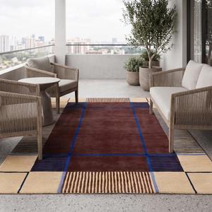 Alfombra Moderna de Lana Anudada a Mano con Diseño de Borde Floral, Alfombra Decorativa para Sala de Estar, Dormitorio, Oficina, Decoración del Hogar - Product Image 2