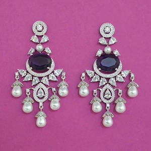 Pendientes de Moda con Circonitas Americanas Hechas a Mano, Calidad de Exportación, con Baño de Rodio, Estilo Clásico, 444104 - Product Image 5