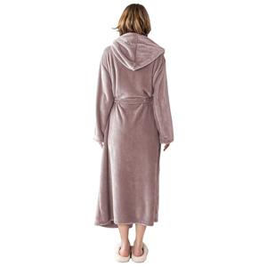 Bata de Baño con Capucha de Felpa Suave y Lujosa con Logotipo Personalizado para Mujer, Ropa de Dormir Cálida de Invierno, Bata de Spa de Terciopelo Coral Largo y Afelpado - Product Image 2