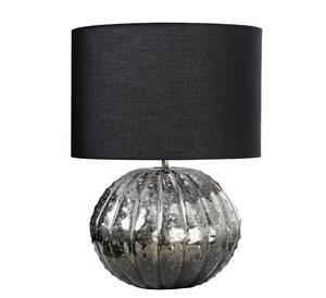 Lampe de table moderne en verre avec abat-jour en tissu noir, design contemporain rond pour salon, décoration intérieure - Product Image 3