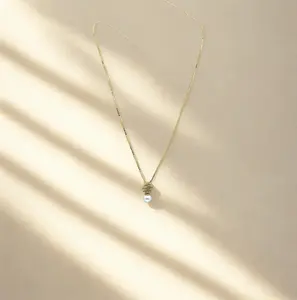 Exquisite 22K Gold Plated <b>Necklace</b> and Earring <b>Set</b> for Women Featuring Sophisticated Lustrous White <b>Pearl</b> Zircon Spiral Pendant - Product Image 1