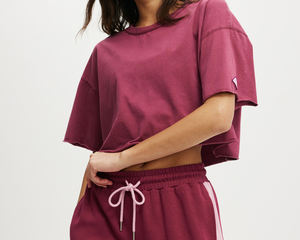 T-shirt court d'été personnalisé pour femme, vente en gros, manches courtes, tendance, en coton doux, décontracté - Product Image 2