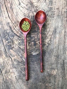 Ensemble de cuillères de cuisine en bois naturel artisanal de qualité supérieure, manche long, bois massif, pour servir, mélanger, remuer, ustensiles de cuisine pour la maison - Product Image 2