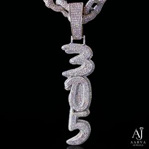 Collier avec pendentif lettre en moissanite couleur argent, plaqué or rose/or, plaqué rhodium, bijoux pour homme, cadeau - Product Image 3