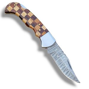 Wholesale Folding Knives Handmade Damascus Pattern Blade Decorative Handle Polished Metal Bolster for Hunting Camping <b>Outdoor</b> - Product Image 1