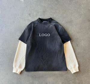 เสื้อเชิ้ตแขนยาวคอกลมผ้าวาฟเฟิลสำหรับผู้ชาย ผ้าคอตตอนผสม สวมใส่สบายๆ แบบเลเยอร์ - Product Image 6