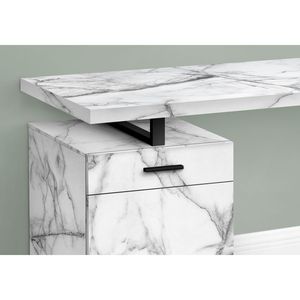 Scrivania per Computer da 48 Pollici per Ufficio Domestico con Cassetti di Stoccaggio Sinistro e Destro, Laminato Effetto Marmo Bianco e Struttura in Metallo Nero, Postazione di Lavoro Completa - Product Image 3