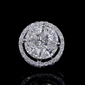 Pendientes de Diamante Cultivado en Laboratorio de 6.60ct, Corte Redondo Marquise, Halo de Ilusión, Oro Blanco de 14K, Cierre a Presión, Estilo Vintage, Certificado IGI - Product Image 5