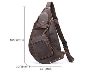 กระเป๋าคาดอกหนังแท้สำหรับผู้ชาย, กระเป๋าคาดอกหนังแฟชั่นดีไซน์ใหม่ - Product Image 1