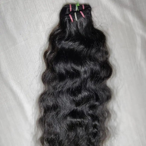 Extensions de cheveux humains Remy indiens, bouclés en vagues profondes, trame double machine, pointes pleines, compatibles permanente, noir naturel - Product Image 3