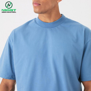 เสื้อยืดโอเวอร์ไซส์สีฟ้าอ่อนคุณภาพดีสำหรับผู้ชาย ทรงหลวม ไหล่ตก ผ้าหนา 300 กรัม ถักทอเป็นมิตรกับสิ่งแวดล้อม สวมใส่สบาย ผลิตจากผ้าฝ้าย 100% - Product Image 6