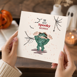 Carte de vœux artisanale personnalisée pour Halloween, motif momie de dessin animé en quilling, décoration artisanale, vente en gros, usine OEM/ODM - Product Image 4