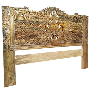 Cabecero de Cama King Size de Madera de Mango Sólida Tallada a Mano, Diseño Rústico, Acabado Natural, Muebles para el Hogar - Product Image 4