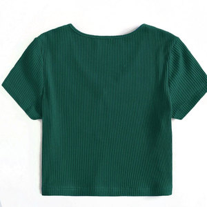 Camiseta Corta para Mujer, Cuello Redondo, Cómoda, Informal para Uso Diario, Tejido Transpirable para Conjuntos de Verano - Product Image 2