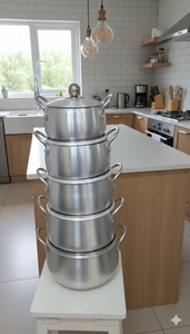 Juego de 5 Ollas de Aluminio de Alta Resistencia Anax Premium con Tapas a Juego y Perillas Ergonómicas Resistentes al Calor - Product Image 4