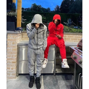 Unisex Custom Heavyweight 400GSM <b>Distressed</b> Tracksuit Luxury Vintage Winter Tracksuit With Your Logo - Product Image 4