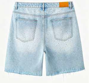Pantalones Cortos de Mezclilla Cargo para Hombre, de Cintura Media, de Secado Rápido, con Borde sin Rematar y Efecto Desgastado, Estilo Urbano, con Parches Bordados Personalizados al por Mayor - Product Image 4
