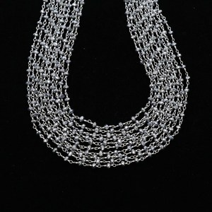 Cadena de Rosario de Pirita Plateada con Cuentas Rondelle Facetadas de 3mm, Cadena de Piedras Preciosas Envuelta en Alambre, Fabricante Mayorista - Product Image 2