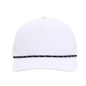 White Baseball Cap Breathable <b>Waterproof</b> Laser Cut Solid Color Adjustable Unisex Adult 5-Panel <b>Hat</b> 100% Polyester Sports MOQ - Product Image 1