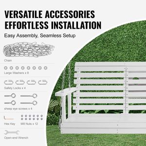 Dondolo da Veranda in Legno da 1,5 m Migliorato, Robusto Dondolo da Giardino con Capacità di Carico di 400 kg per Cortile e Giardino, Utilizzabile anche in Interni - Product Image 5