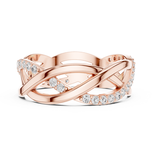 Anillo de Diamantes Color Oro Rosa con Banda Trenzada Infinita, Joyería de Regalo de Aniversario de Bodas para Mujer - Product Image 1
