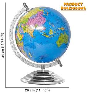 Globe de bureau de luxe avec rotation fluide et impression de carte du monde haute définition, support métallique robuste pour la décoration de la maison ou du bureau - Product Image 1