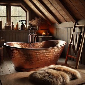 Bañera de Cobre Hecha a Mano Exclusiva con Detalles Decorativos en la Superficie, Elegante Opción para Mejorar el Baño Residencial - Product Image 5
