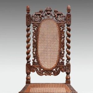 Luxury Handcrafted Solid Wood Dining Chair Ornate Cherub Carving <b>Barley</b> Twist Legs Cane Seat - Product Image 2