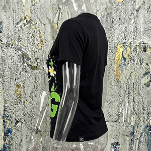 Camiseta de algodón transpirable de manga corta negra para hombre Snow G, cuello redondo, corte holgado, estilo urbano. - Product Image 6